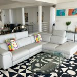 Luxury leather lounge sofa to relax and enjoy the beachfront view